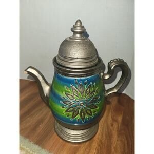 Vintage mid century Rosenthal Netter Blue Green Atomic Starburst Tea Coffee Pot